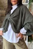 Big Softie Batwing Or Butterfly Knit Deep Khaki /6=